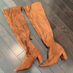 Fashion Nova Brown Suede Thigh-High Boots Size 10